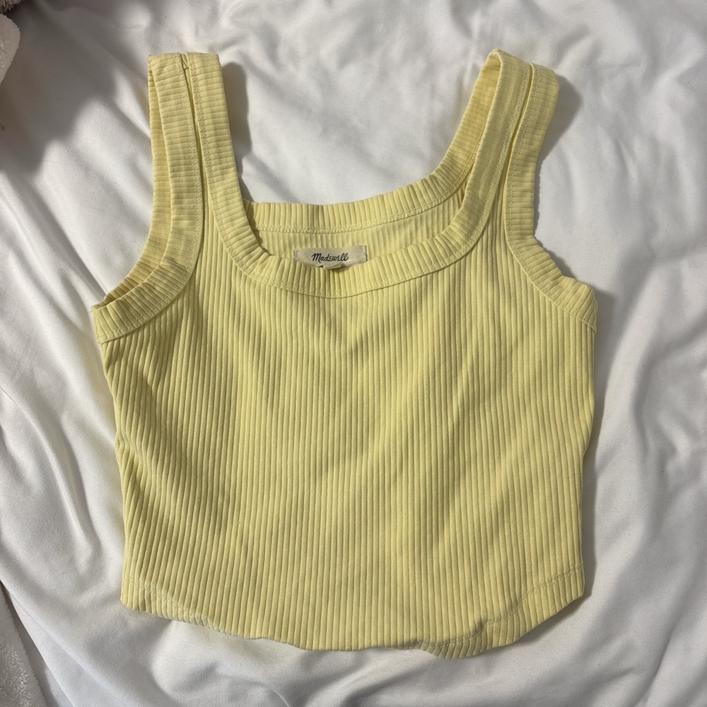 Madewell Yellow Ribbed Crop Top